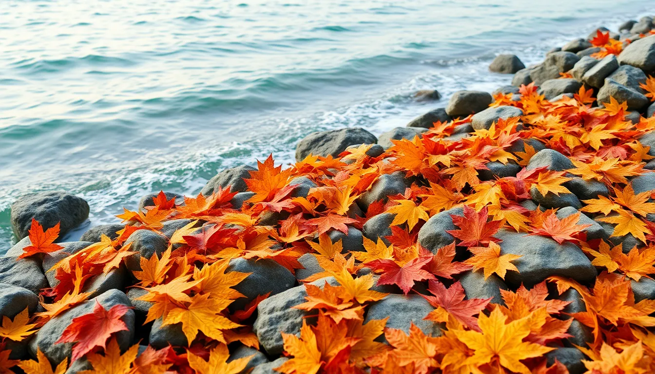 갈남항 단풍 풍경