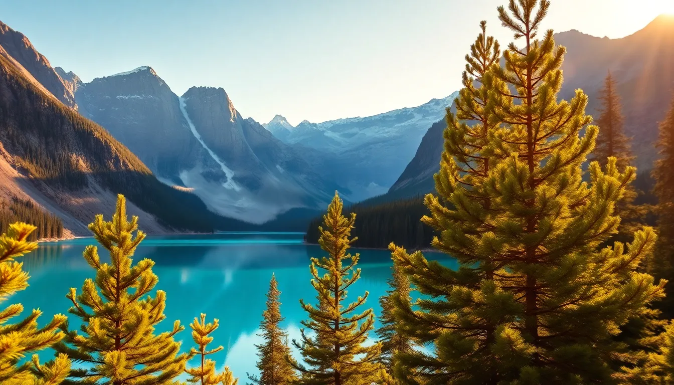 레이크 루이스의 아름다운 에메랄드빛 호수 전경