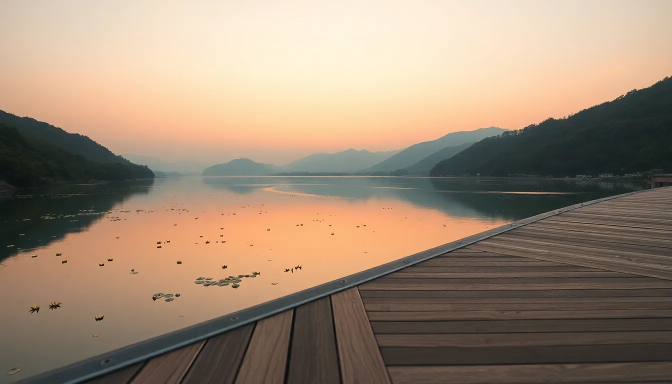 춘천 소양강 스카이워크의 투명한 바닥 위를 걷는 사람들
