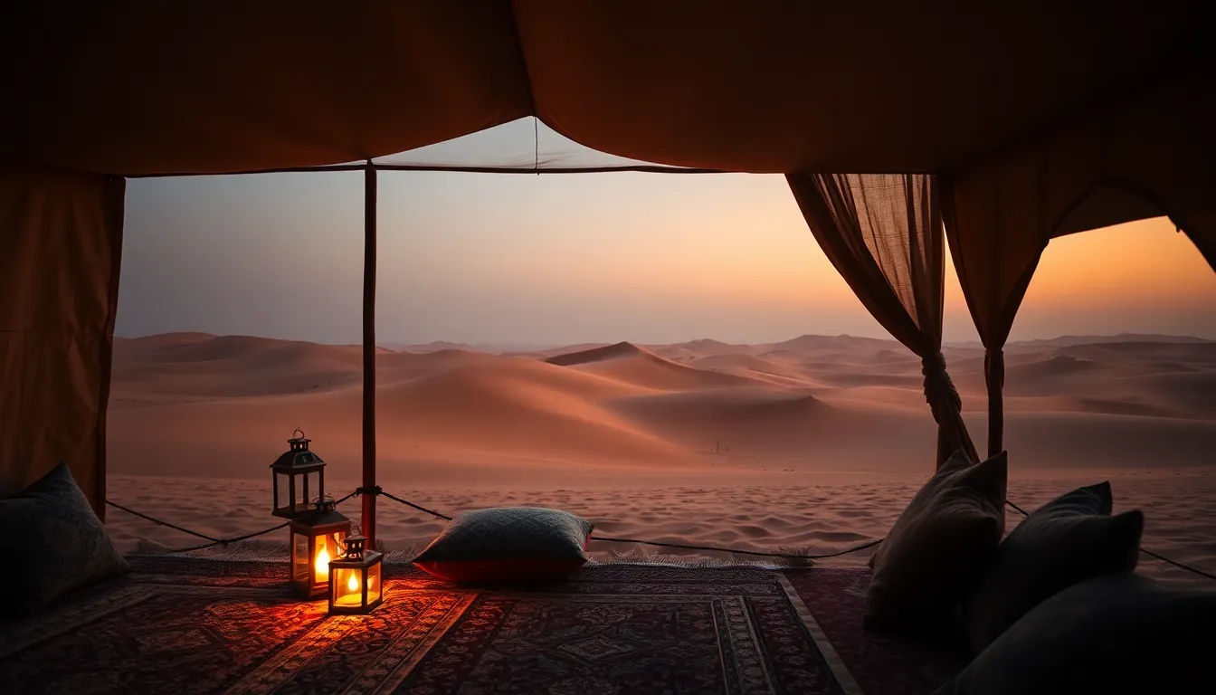 두바이 사막에서 샌드보딩을 즐기는 모습