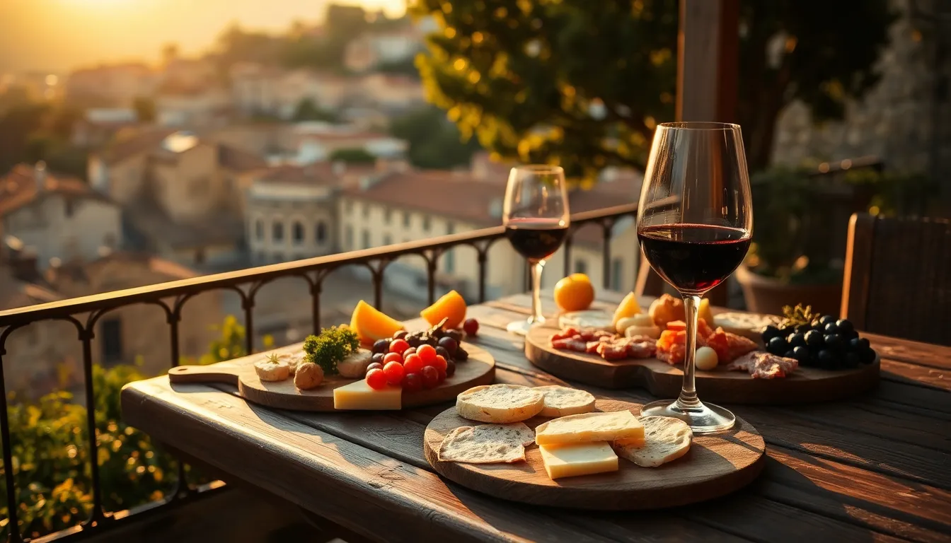 생폴드방스 포도밭 풍경과 와인잔