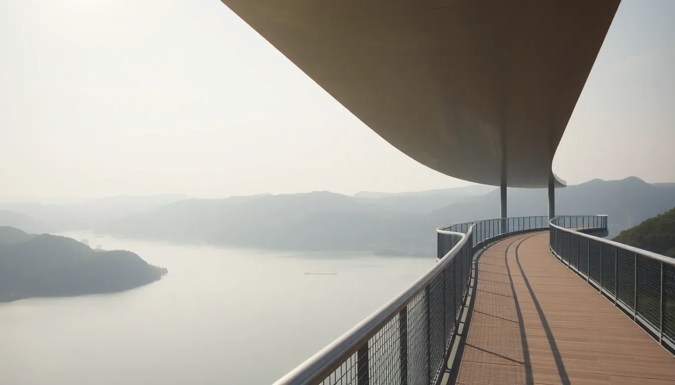 춘천 스카이워크 풍경, 유리바닥 위를 걷는 사람들