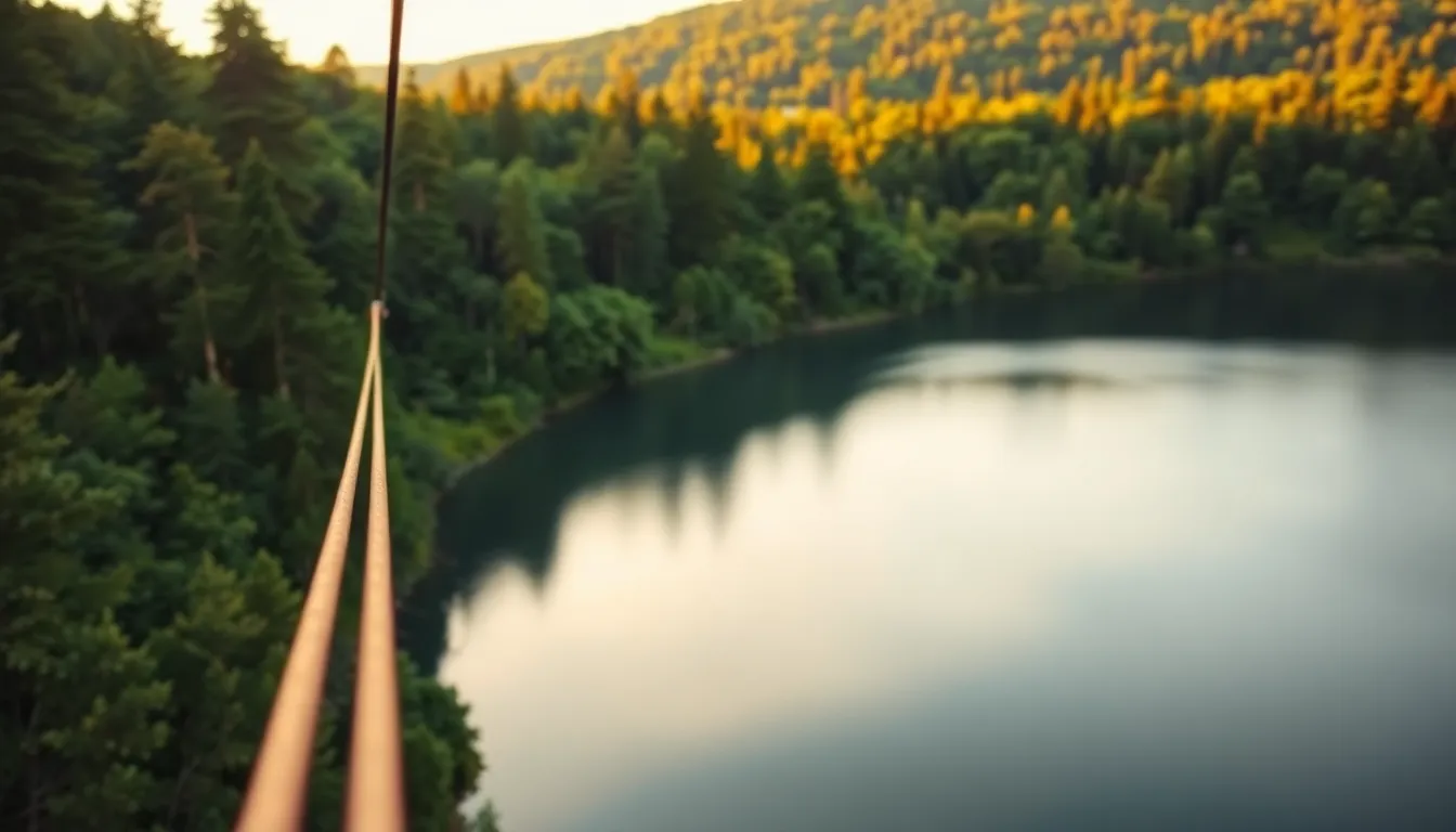 김천 부항댐 출렁다리 짚와이어 풍경